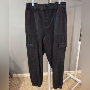 High Waisted Charcoal Cargos